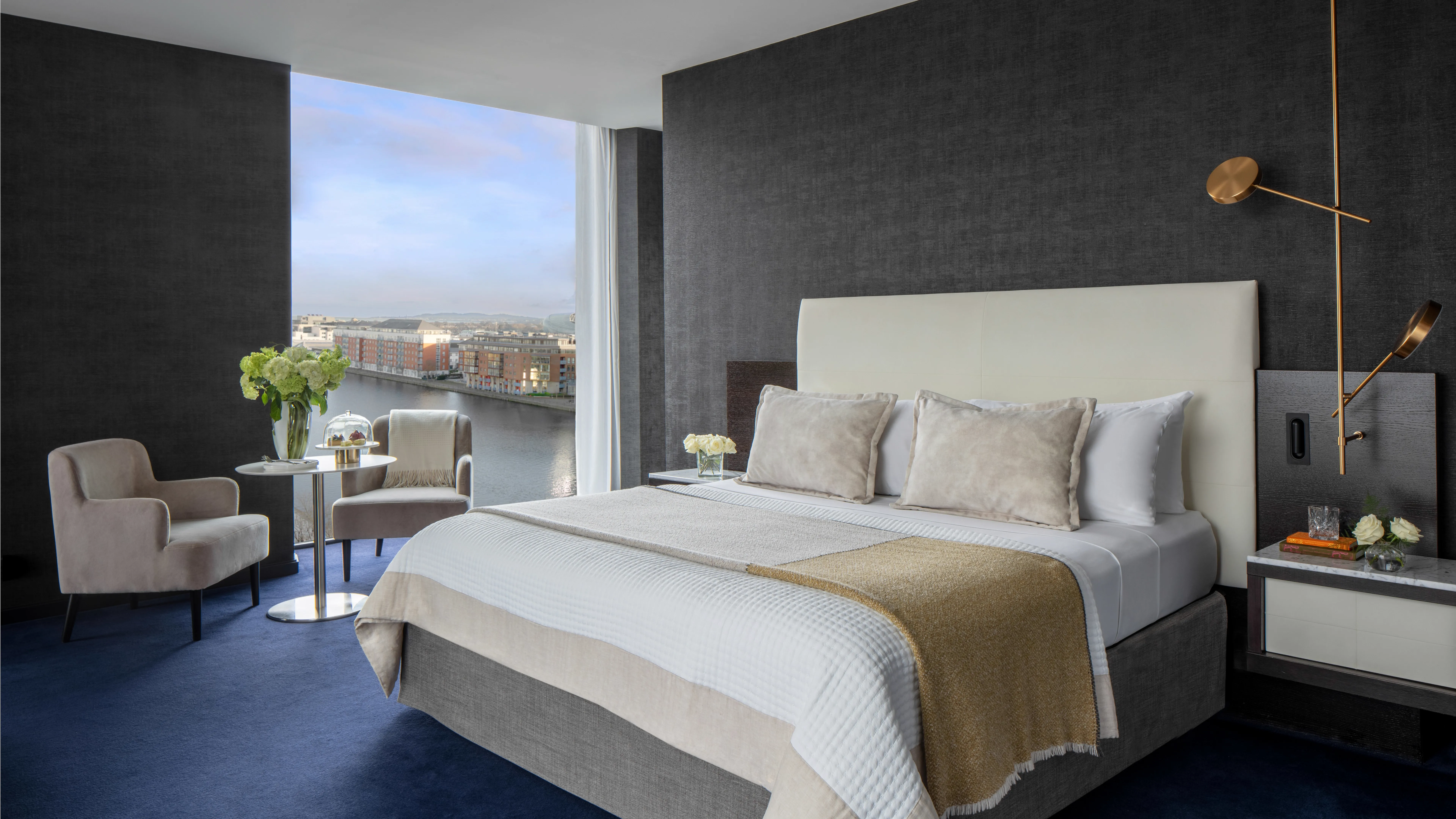 The Marker contemporary suite with floor-to-ceiling windows over the River Liffey